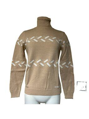 Vintage Courreges Paris AC Wool Turtleneck Sweater Beige France 0 XS Small New